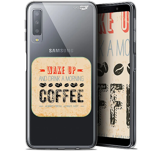 Caseink Coque arrière Samsung Galaxy A7 2018 (A750) (6 ) Gel HD [ Nouvelle Collection - Souple - Antichoc - Imprimé en France] Wake Up With Coffee