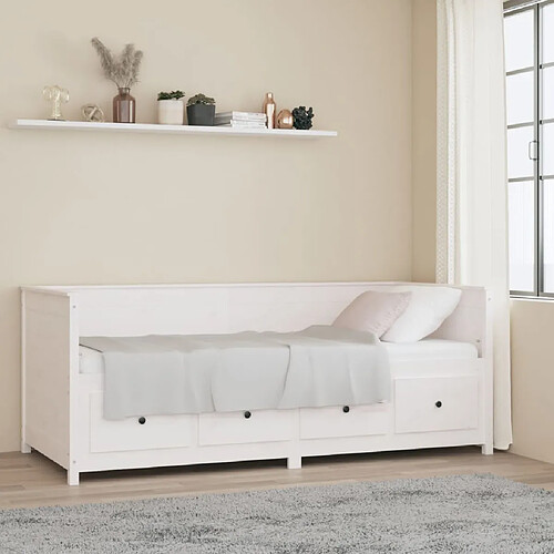 vidaXL Lit de jour sans matelas blanc 80x200 cm bois de pin massif