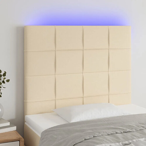 vidaXL Tête de lit à LED Crème 100x5x118/128 cm Tissu