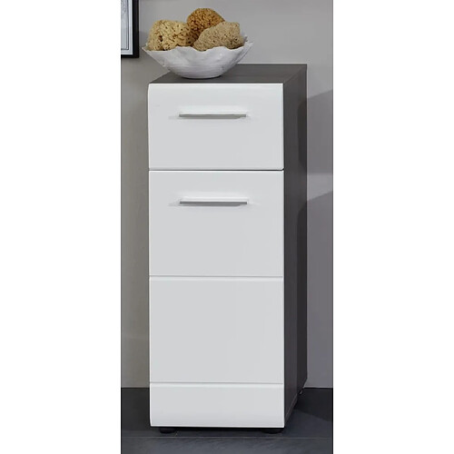 Trendteam Armoire de rangement de sol Line Blanc et argenté fumé