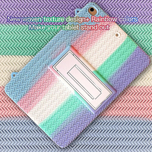 Universal Étui en silicone pour iPad Mini 4/5 (7,9 "), boîtier tressé arc-en-ciel [avec support / longe], couverture de protection contre les chocs arc-en-ciel en silicone doux pour iPad mini 4/5