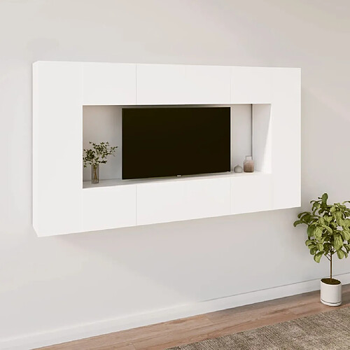 vidaXL Ensemble de meubles TV 8 pcs Blanc Bois d'ingénierie