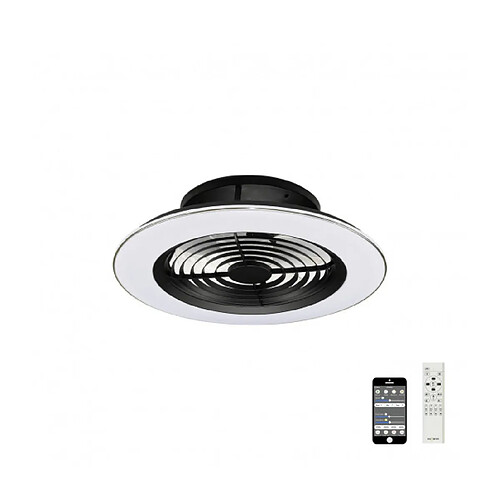 Luminaire Center Plafonnier ventilateur Alisio blanc noir 1 ampoule 16cm