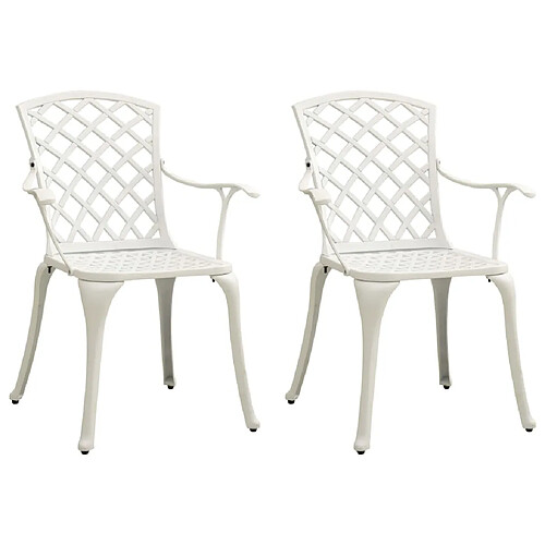 vidaXL Chaises de jardin lot de 2 Aluminium coulé Blanc