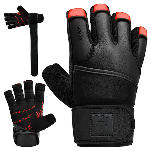 RDX Sports RDX L7 Gant De Musculation En Cuir Rouge & Noir-S - RDX - WGL-L7R-S+