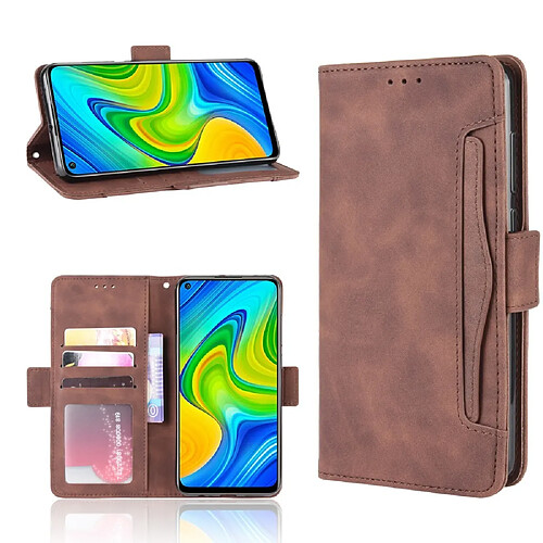 Etui en PU unique avec plusieurs porte-cartes marron pour votre Xiaomi Redmi Note 9/Redmi 10X 4G