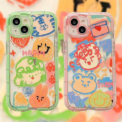 GUPBOO Étui pour iPhone11 Graffiti dessin animé garçon fille dessin animé étui pour téléphone portable silicone femme