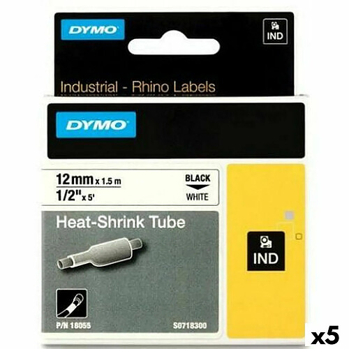 Kit de gaines thermo-retratables Rhino Dymo ID1-12 12 x 1,5 mm Noir Blanc (5 Unités)