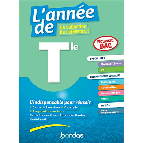 L'année de terminale, spécialités physique chimie, SVT, enseignements communs : nouveau programme · Occasion