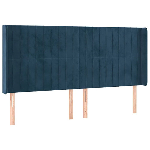 Maison Chic Tête de lit moderne avec oreilles pour chambre - Décoration de lit Bleu foncé 163x16x118/128 cm Velours -MN22917