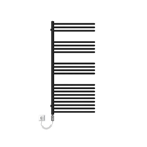 LuxeBath Radiateur mural porte-serviette 500x1200 mm noir mat acier thermoplongeur 900W