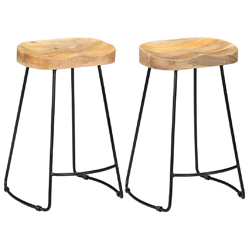 vidaXL Tabourets de bar Gavin lot de 2 bois de manguier massif