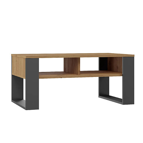 Vivaldi Table Basse Modern III Chene Artisan Anthracite 90 cm