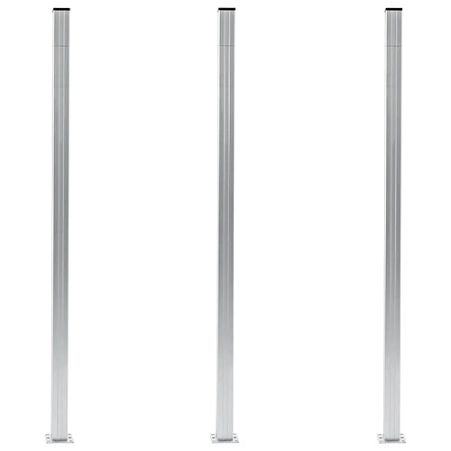 vidaXL Poteaux de clôture 3 pcs Alu 185 cm - Argenté