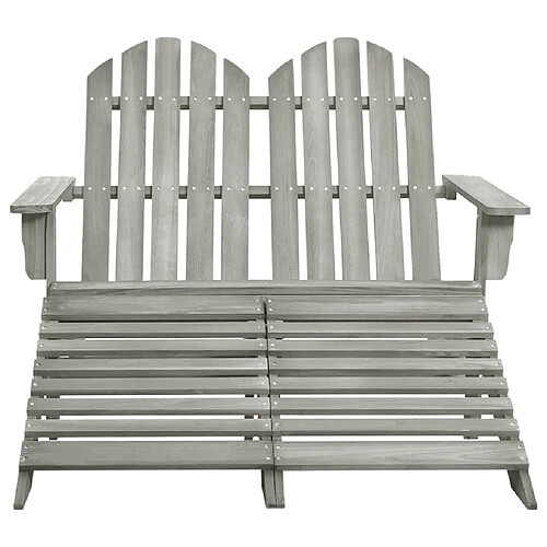 Maison Chic Chaise de jardin 2 places - Fauteuil d'extérieur Adirondack et repose-pied Sapin Gris -MN59138