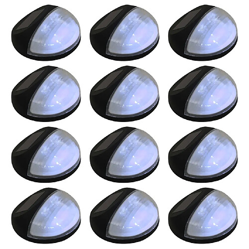 vidaXL Lampe solaire murale à LED d'extérieur 12 pcs Rond Noir