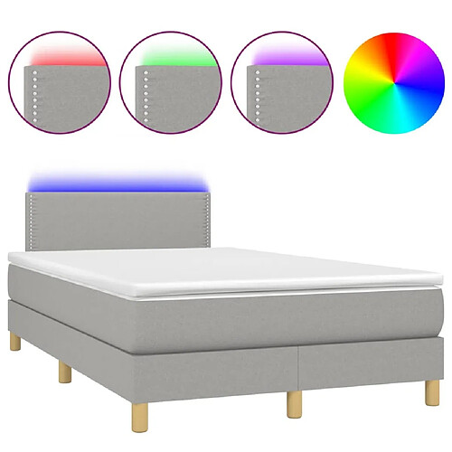 Maison Chic Lit adulte- Lit + matelas + LED,Sommier à lattes de lit matelas LED gris clair 120x190 cm tissu -GKD24035