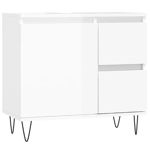 Maison Chic Armoire de salle de bain,Meuble de rangement,Meuble haut blanc brillant 65x33x60 cm -GKD678991