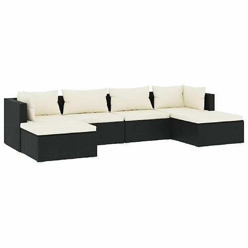 Maison Chic Salon de jardin 6 pcs + coussins - Mobilier/Meubles de jardin - Table et chaises d'extérieur Résine tressée Noir -MN31125