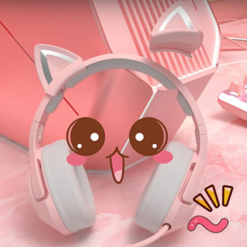 Universal Écouteurs à oreilles de chat de jeu avec microphone HiFi 3,5 canaux Écouteurs de musique de jeu Ordinateur Portable |