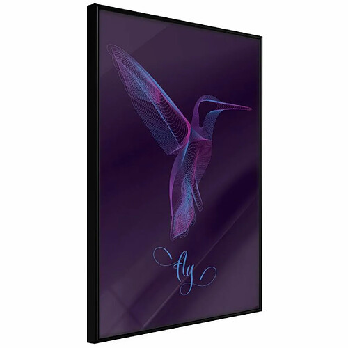 Paris Prix Affiche Murale Encadrée Fluorescent Hummingbird 20 x 30 cm Noir