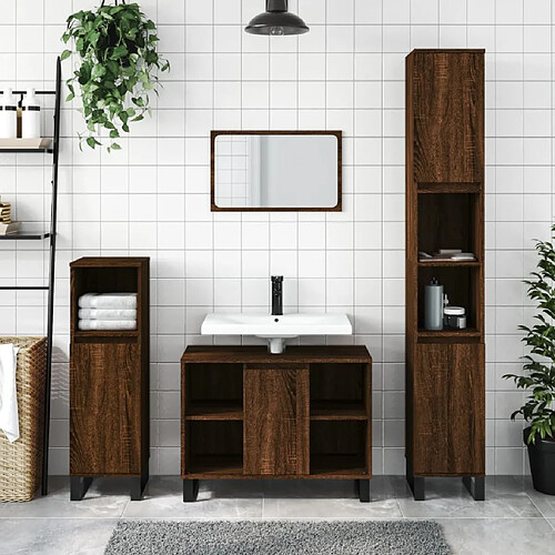 vidaXL Ensemble de meubles de salle de bain 3 pcs Chêne marron