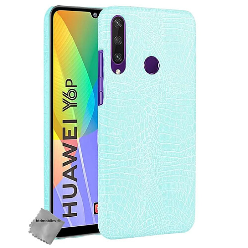 Htdmobiles Coque rigide simili cuir crocodile pour Huawei Y6p + film ecran - BLEU CLAIR