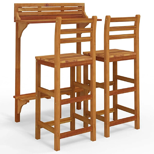 Maison Chic Table de bar et chaises d'extérieur 3 pcs,Ensemble de bar de balcon pour relax Bois d'acacia massif -GKD454569