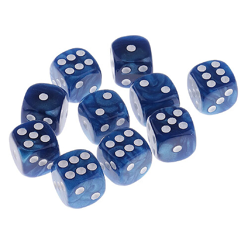 10 pièces en plastique à 6 faces numériques d6 pour le jeu de barre de jeu accessoire bleu