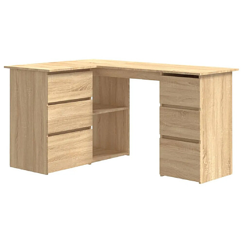 Maison Chic Bureau solide,Table de travail,Bureau d'ordinateur d'angle Chêne sonoma 145x100x76 cm Aggloméré -GKD64790