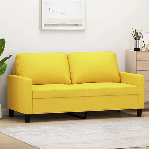 vidaXL Canapé à 2 places Jaune clair 140 cm Tissu