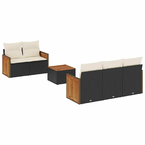 Maison Chic Salon de jardin 6 pcs avec coussins | Ensemble de Table et chaises | Mobilier d'Extérieur noir résine tressée -GKD95018