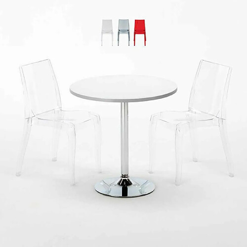 Grand Soleil Table carré et ronde avec 2 Chaises colo