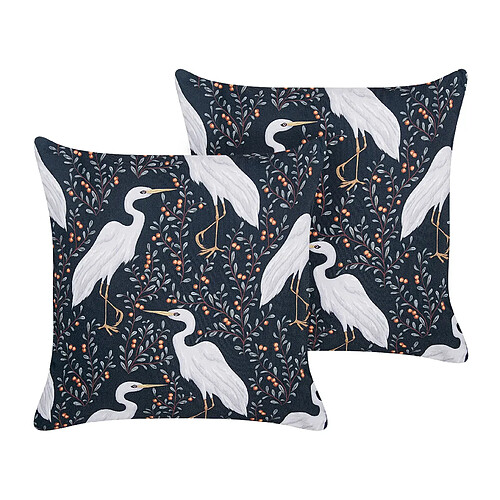 Beliani Lot de 2 coussins PIANAZZO 45 x 45 cm Animal Noir