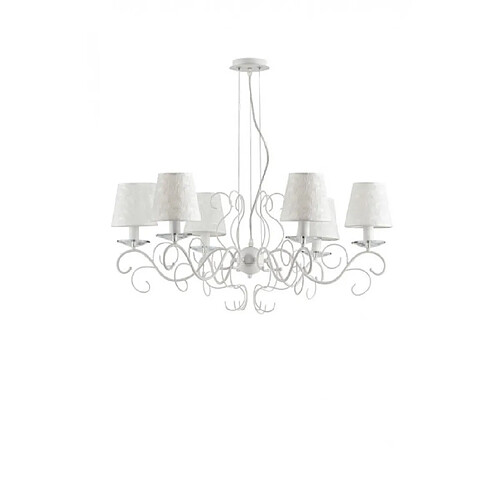 Fan Europe Chandelier abats jours Perla 6 ampoules Cristal,métal,K9 blanc