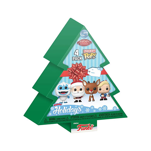 Funko Rudolph, le petit renne au nez rouge - Pack 4 figurines Pocket POP! Tree Holiday 4 cm