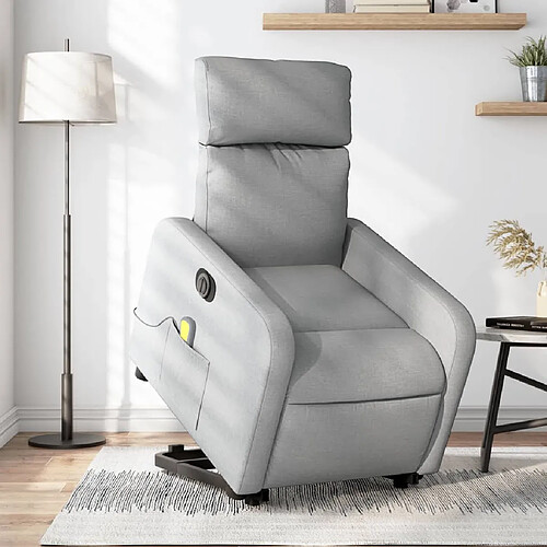 vidaXL Fauteuil inclinable de massage électrique Gris clair Tissu