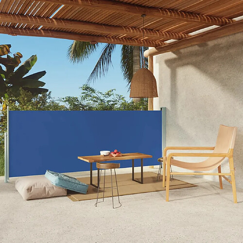 vidaXL Auvent latéral rétractable de patio 117x300 cm Bleu