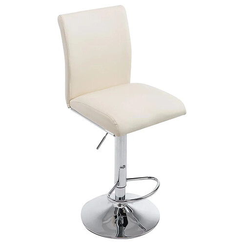 Decoshop26 Tabouret de bar chaise haute avec repose-pieds forme trompette design moderne en synthétique crème 10_0000006