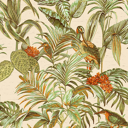 DUTCH WALLCOVERINGS Papier peint Bird-of-Paradise Vert