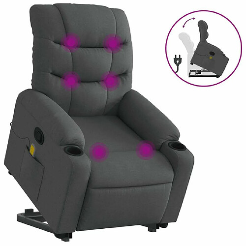 Maison Chic Fauteuil Relax pour salon, Fauteuil de massage inclinable Gris foncé Tissu -GKD95249