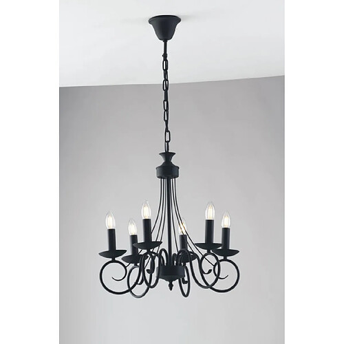 Fan Europe Chandelier sans abats jours Beatrice 6 ampoules Métal Anthracite