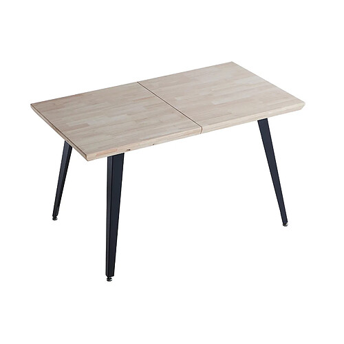 Pegane Table à manger rectangulaire extensible en bois coloris chêne / pieds noir - Longueur 140-220 x profondeur 80 x hauteur 76 cm