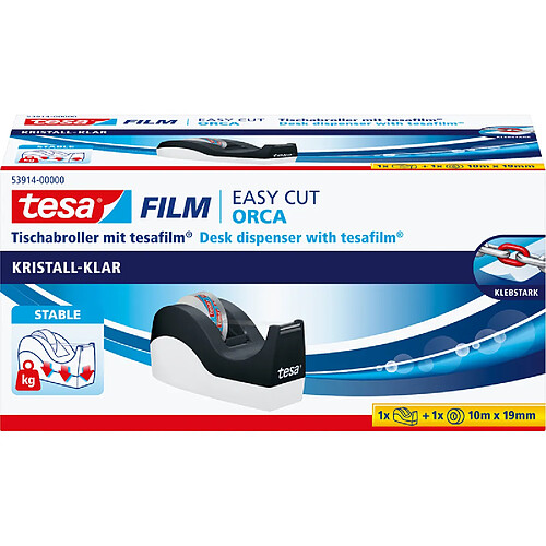 tesa Dévidoir de table Easy Cut Orca, équipé, cristal ()