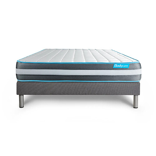 Bodycare Ensemble 140x190 matelas BodyForm à Mémoire de forme 3 zones + sommier kit gris