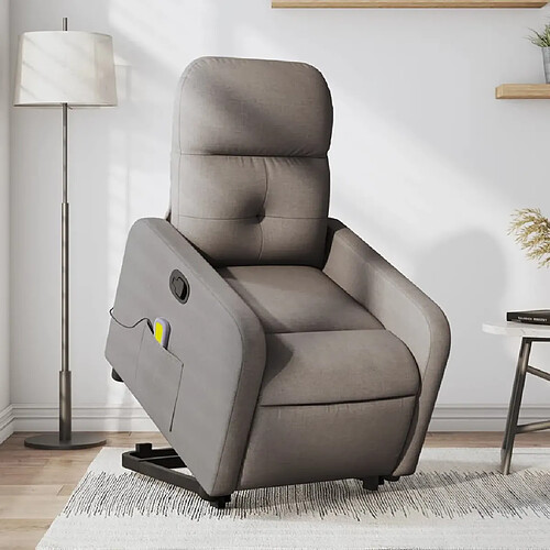 vidaXL Fauteuil inclinable de massage Taupe Tissu