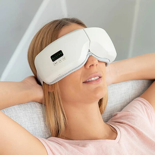 Shop Story SHOP-STORY - EYESKY : Masseur 4-en-1 par Compression d'Air pour les Yeux et les Tempes Multifonctions, Pression à Air, Vibration, Chaleur, Haut Parleur Bluetooth pour Écouter une Musique Relaxante