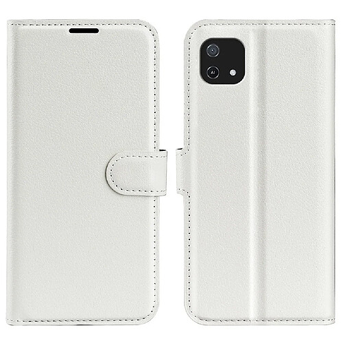 Etui en PU texture litchi, anti-empreinte digitale avec support, blanc pour votre Oppo A16e