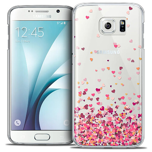 Caseink Coque Housse Etui Samsung Galaxy S6 [Crystal HD Collection Sweetie Design Heart Flakes - Rigide - Ultra Fin - Imprimé en France]