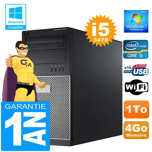 PC Tour DELL 7010 Core I5-3470 Ram 4Go Disque 1 To Graveur DVD Wifi W7 · Occasion